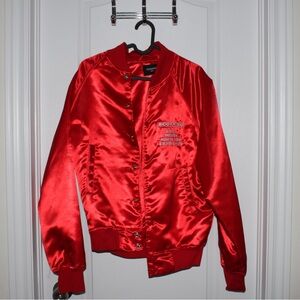 Drake Scorpion Tour Red Satin Bomber Jacket